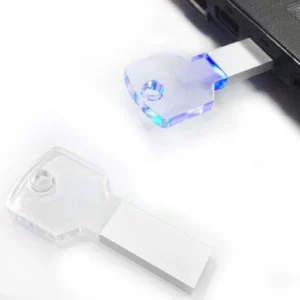 Clé USB transparente en forme de clé. 16 Go
